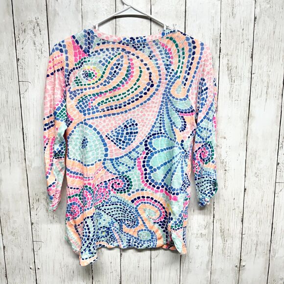 LILLY PULITZER Women's Size Small 100% Linen Tropical Pink Floral Long Sleeve - Picture 5 of 5